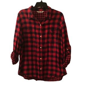 Riders by Lee Red and Black Flannel Button Down with Pockets XL